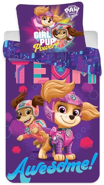 Paw Patrol The Movie Junior sengetøj 100x140 cm - Paw Patrol sengesæt junior - The Movie - 2 i 1 - 100% bomuld